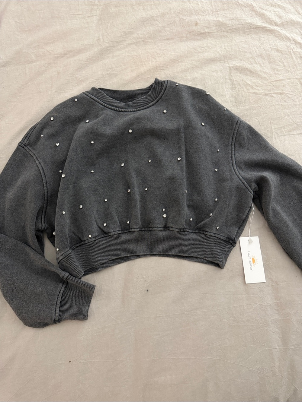 Lazy Sundays rhinestone crewneck